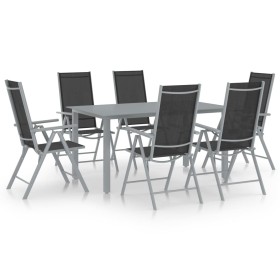 Set de comedor para jardín 7 piezas aluminio plata y negro by , Garden sets - Ref: Foro24-3070636, Price: 471,39 €, Discount: %