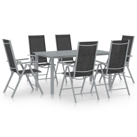 Set de comedor para jardín 7 piezas aluminio plata y negro by , Garden sets - Ref: Foro24-3070636, Price: 471,39 €, Discount: %