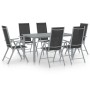 Set de comedor para jardín 7 piezas aluminio plata y negro de , Conjuntos de jardín - Ref: Foro24-3070636, Precio: 490,73 €