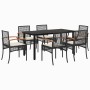 Set de comedor de jardín 7 pzas y cojines ratán sintético negro by , Garden sets - Ref: Foro24-3213607, Price: 439,47 €, Disc...