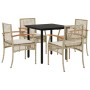 Set comedor de jardín 5 pzas con cojines ratán sintético beige by , Garden sets - Ref: Foro24-3213632, Price: 334,81 €, Disco...