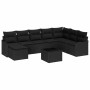 Conjunto de sofá de jardín con cojín 9 pcs Negro Poliratán