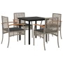 Set comedor de jardín 5 piezas con cojines ratán sintético gris by , Garden sets - Ref: Foro24-3213618, Price: 296,56 €, Disc...