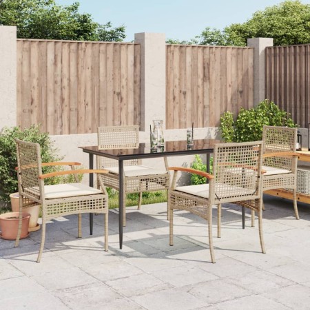 Set comedor de jardín 5 pzas con cojines ratán sintético beige by , Garden sets - Ref: Foro24-3213626, Price: 345,95 €, Disco...