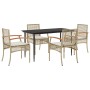 Set comedor de jardín 5 pzas con cojines ratán sintético beige by , Garden sets - Ref: Foro24-3213626, Price: 345,95 €, Disco...