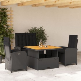 Juego comedor jardín 4 piezas con cojines ratán sintético negro by , Garden sets - Ref: Foro24-3277332, Price: 494,82 €, Disc...