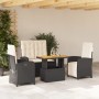 Juego comedor jardín 4 piezas con cojines ratán sintético negro by , Garden sets - Ref: Foro24-3277324, Price: 478,70 €, Disc...