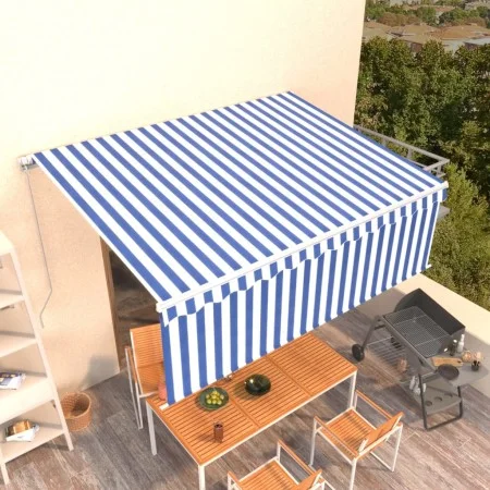 Toldo automático retráctil con persiana azul y blanco 4,5x3 m de vidaXL, Toldos - Ref: Foro24-3069316, Precio: 412,36 €, Desc...