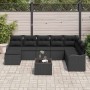 Conjunto de sofá de jardín con cojín 9 pcs Negro Poliratán