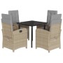 Set comedor de jardín 5 pzas con cojines ratán sintético beige by , Garden sets - Ref: Foro24-3212402, Price: 571,13 €, Disco...