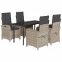 Set comedor de jardín 5 pzas cojines ratán sintético gris claro von , Gartensets - Ref: Foro24-3212423, Preis: 598,45 €, Raba...