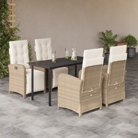 Set comedor de jardín 5 pzas con cojines ratán sintético beige de , Conjuntos de jardín - Ref: Foro24-3212579, Precio: 663,98...