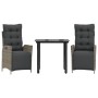 Set comedor de jardín 3 piezas con cojines ratán sintético gris by , Garden sets - Ref: Foro24-3213427, Price: 347,62 €, Disc...
