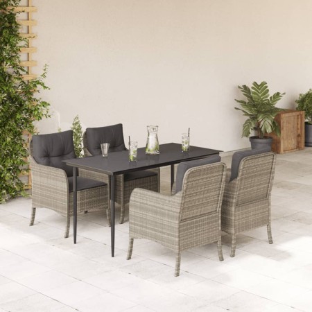 Set comedor de jardín 5 pzas cojines ratán sintético gris claro von , Gartensets - Ref: Foro24-3211992, Preis: 521,44 €, Raba...