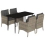 Set comedor de jardín 5 pzas cojines ratán sintético gris claro de , Conjuntos de jardín - Ref: Foro24-3211992, Precio: 511,59 €