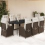 Set comedor para jardín 9 pzas y cojines ratán sintético marrón by , Garden sets - Ref: Foro24-3213412, Price: 1,00 €, Discou...