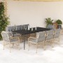 Set comedor de jardín 9 pzas con cojines ratán sintético beige by , Garden sets - Ref: Foro24-3212158, Price: 1,00 €, Discoun...