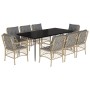 Set comedor de jardín 9 pzas con cojines ratán sintético beige by , Garden sets - Ref: Foro24-3212158, Price: 1,00 €, Discoun...