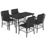 Set de muebles jardín 5 pzas con cojines ratán sintético negro