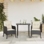 Set comedor de jardín 3 pzas con cojines ratán sintético negro de , Conjuntos de jardín - Ref: Foro24-3211906, Precio: 300,27 €
