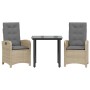 Set comedor de jardín 3 pzas con cojines ratán sintético beige by , Garden sets - Ref: Foro24-3212400, Price: 309,46 €, Disco...