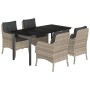 Set comedor de jardín 5 pzas cojines ratán sintético gris claro de , Conjuntos de jardín - Ref: Foro24-3212000, Precio: 518,70 €