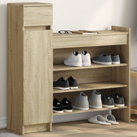 Zapatero madera de ingeniería roble Sonoma 100,5x28x100 cm by , Shoe racks and shoe organizers - Ref: Foro24-840424, Price: 1...
