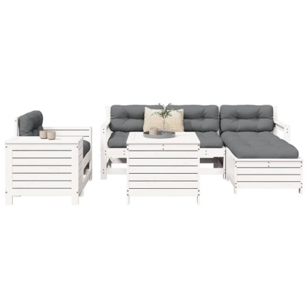 Juego de sofás de jardín 7 pzas madera maciza de pino blanco by , Garden sets - Ref: Foro24-3250549, Price: 551,19 €, Discoun...
