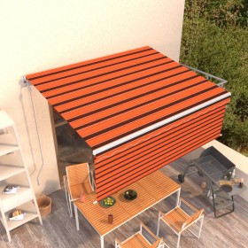 Toldo automático retráctil con persiana 4x3 m naranja y marrón