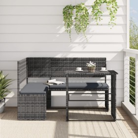 Sofá de jardín en forma de L con mesa y cojines ratán PE gris von , Gartensets - Ref: Foro24-362348, Preis: 234,75 €, Rabatt: %