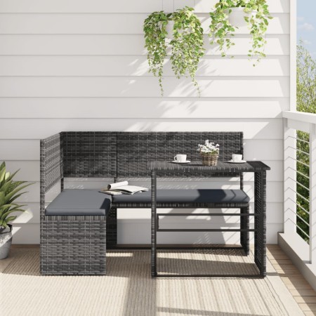 Sofá de jardín en forma de L con mesa y cojines ratán PE gris von , Gartensets - Ref: Foro24-362348, Preis: 234,75 €, Rabatt: %