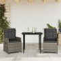 Set comedor de jardín 3 piezas con cojines ratán sintético gris von , Gartensets - Ref: Foro24-3262854, Preis: 394,08 €, Raba...