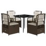Set comedor de jardín 5 piezas y cojines ratán sintético marrón von , Gartensets - Ref: Foro24-3262972, Preis: 486,43 €, Raba...