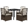 Set comedor de jardín 5 piezas y cojines ratán sintético marrón von , Gartensets - Ref: Foro24-3262979, Preis: 455,88 €, Raba...