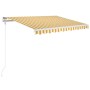 Automatic retractable awning in yellow and white, 350x250 cm. by vidaXL, Awnings - Ref: Foro24-3068888, Price: 311,94 €, Disc...