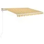 Automatic retractable awning in yellow and white, 350x250 cm. by vidaXL, Awnings - Ref: Foro24-3068888, Price: 331,08 €, Disc...