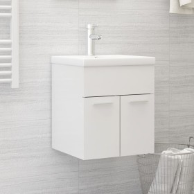 Schrank mit Waschbecken aus glänzend weißem Agglomerat von vidaXL, Badezimmerwaschtische - Ref: Foro24-3071267, Preis: 161,16...