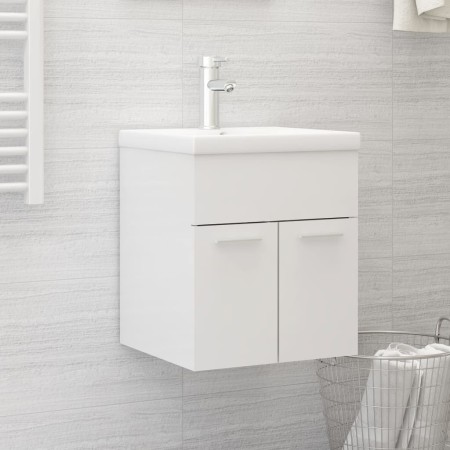 Schrank mit Waschbecken aus glänzend weißem Agglomerat von vidaXL, Badezimmerwaschtische - Ref: Foro24-3071267, Preis: 161,16...