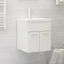 Schrank mit Waschbecken aus glänzend weißem Agglomerat von vidaXL, Badezimmerwaschtische - Ref: Foro24-3071267, Preis: 152,11...