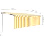 Automatic retractable awning LED blind 4.5x3m yellow white by vidaXL, Awnings - Ref: Foro24-3069328, Price: 468,89 €, Discoun...