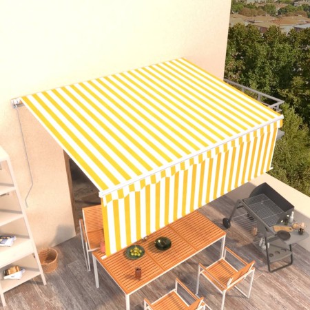 Manuell ausfahrbare Markise mit gelben und weißen Jalousien 4,5 x 3 m von vidaXL, Markisen - Ref: Foro24-3069318, Preis: 427,...