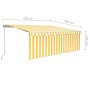 Manual retractable awning with yellow and white blinds 4.5x3 m by vidaXL, Awnings - Ref: Foro24-3069318, Price: 427,66 €, Dis...