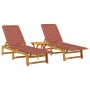 Tumbonas con mesa 2 unidades madera maciza de acacia roja de , Tumbonas - Ref: Foro24-3214217, Precio: 259,98 €, Descuento: %