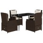 Set comedor de jardín 5 piezas y cojines ratán sintético marrón by , Garden sets - Ref: Foro24-3262842, Price: 576,77 €, Disc...