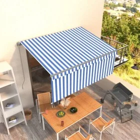 Manuell ausfahrbare Markise mit blau-weißem Rollo 3x2,5 m von vidaXL, Markisen - Ref: Foro24-3069376, Preis: 234,16 €, Rabatt: %