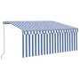 Manual retractable awning with blue and white blind 3x2.5 m by vidaXL, Awnings - Ref: Foro24-3069376, Price: 234,16 €, Discou...