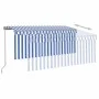 Manual retractable awning with blue and white blind 3x2.5 m by vidaXL, Awnings - Ref: Foro24-3069376, Price: 234,16 €, Discou...