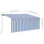 Manual retractable awning with blue and white blind 3x2.5 m by vidaXL, Awnings - Ref: Foro24-3069376, Price: 234,16 €, Discou...