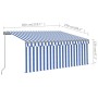Manuell ausfahrbare Markise mit blau-weißem Rollo 3x2,5 m von vidaXL, Markisen - Ref: Foro24-3069376, Preis: 296,87 €, Rabatt: %