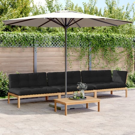 Set de sofás de palets de jardín y cojines 4 pzas madera acacia de , Sofás de exterior - Ref: Foro24-3209328, Precio: 608,87 ...